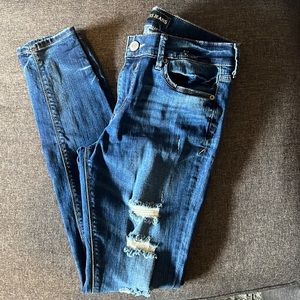 Jean legging, mid rise, distressed